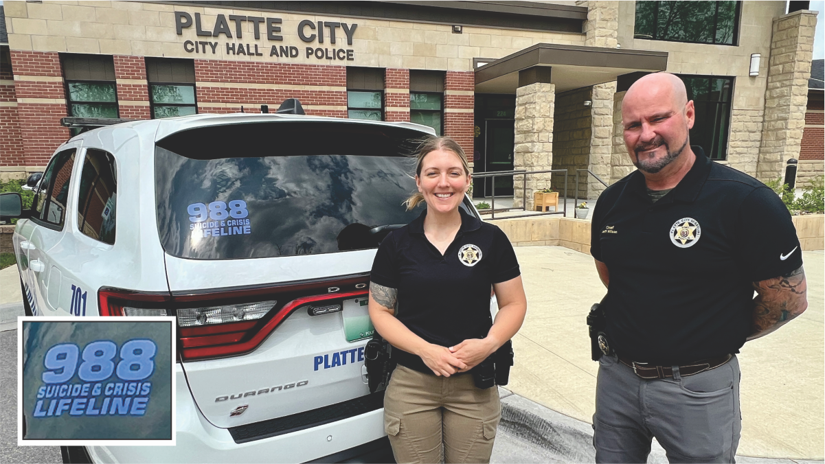 Decals on police vehicles promote mental health hotline